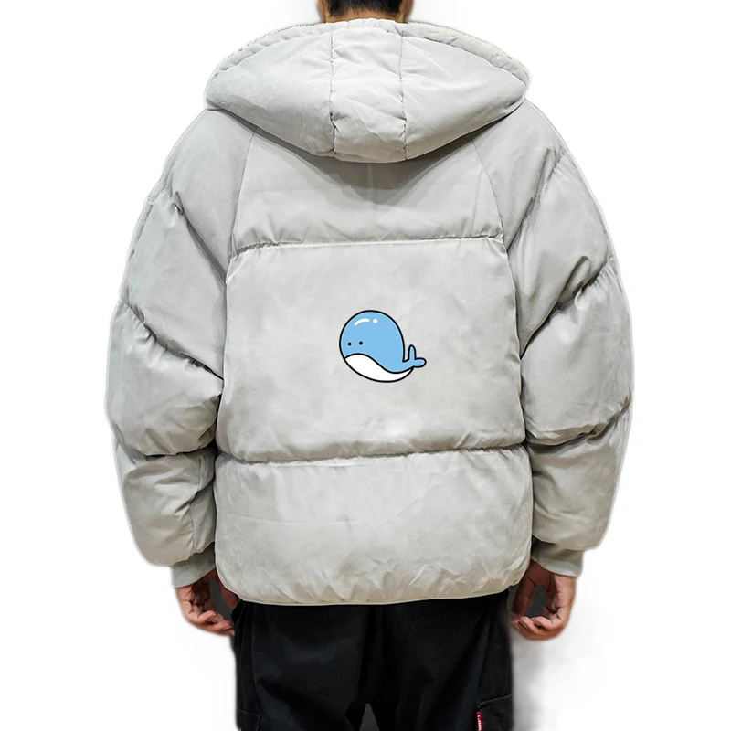 

Little Whale Print Cotton-Padded Jacket 2020 Autumn Winter New Casual Bread Clothes Street Hip-Hop Men's padded Jacket