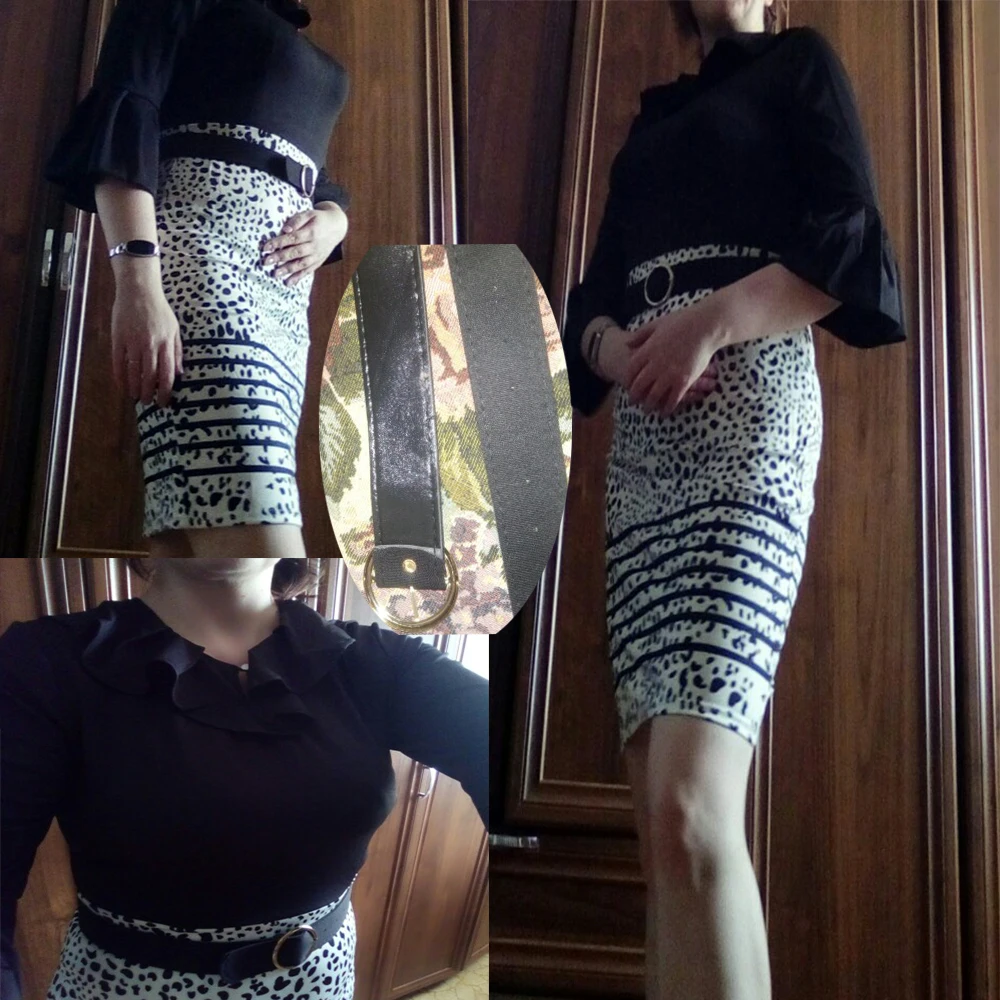Sisjuly Женщины Миди Платья Элегантный Офис Дамы Синий Bodycon Печати Вспышки Рукав Пояса Женский Синий Сексуальный Плюс Размер Платье