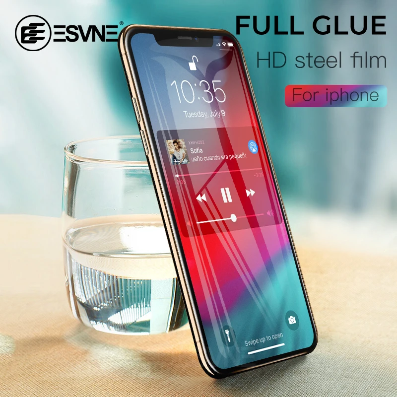 ESVNE Закаленное стекло для iphone 7 glass 6 6S 8 Plus Защитное X Xs Max Xr Plus|Защитные стёкла и