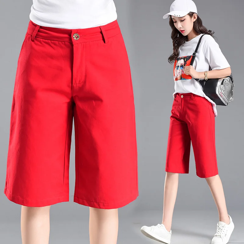 Summer Women Loose Shorts Harajuku Button Shorts Hight Waist Wide Leg Loose Short Summer Female Pockets Korean Style Shorts