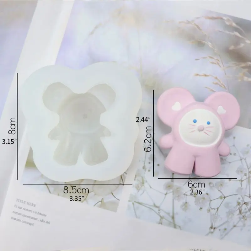 

3D Cartoon Mouse Shape Key Chain Silicone Mold Epoxy Resin Mold Mouse Rabbit Pendant Mold Resin Jewelry Making Tools