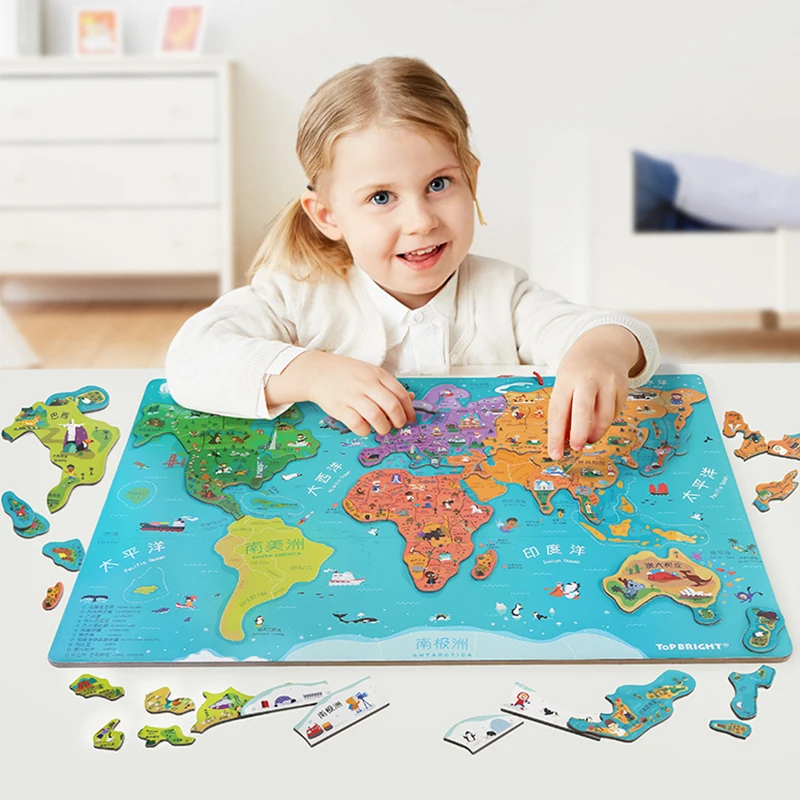Большая карта мира детская игрушка материалы Монтессори обучающие игрушки для