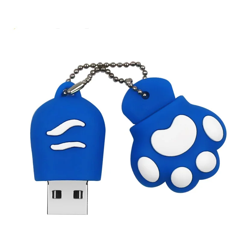 Синий С рисунком кота из мультфильма «Щенячий патруль» USB флэш-накопитель 4 ГБ 8 ГБ оперативной памяти, 16 Гб встроенной памяти, флэш-накопитель 32 Гб USB флеш-накопитель флэш-накопитель 64Гб 128 Гб flash USB флэш-накопитель с кольцом для ключей - Цвет: Синий