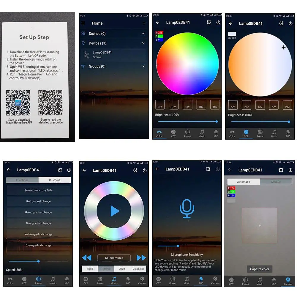 Умные световые ленты 5 м с Wi-Fi светодиодные изменением цвета 5050 RGB совместимы Amazon