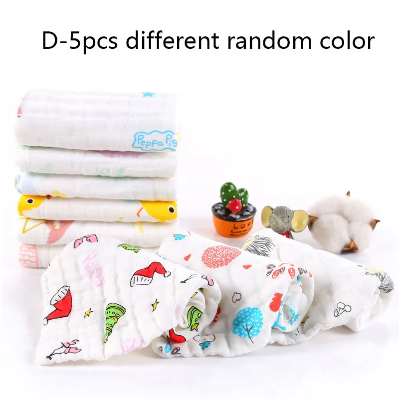 D-Cotton 25x25cm Herbabe 5 шт. комплект полотенец для малышей 6 слоев хлопок для ванной полотенца Кормление протрите борп новорожденных тканевые платочки-салфетки слюны - Цвет: D-Cotton 25x25cm