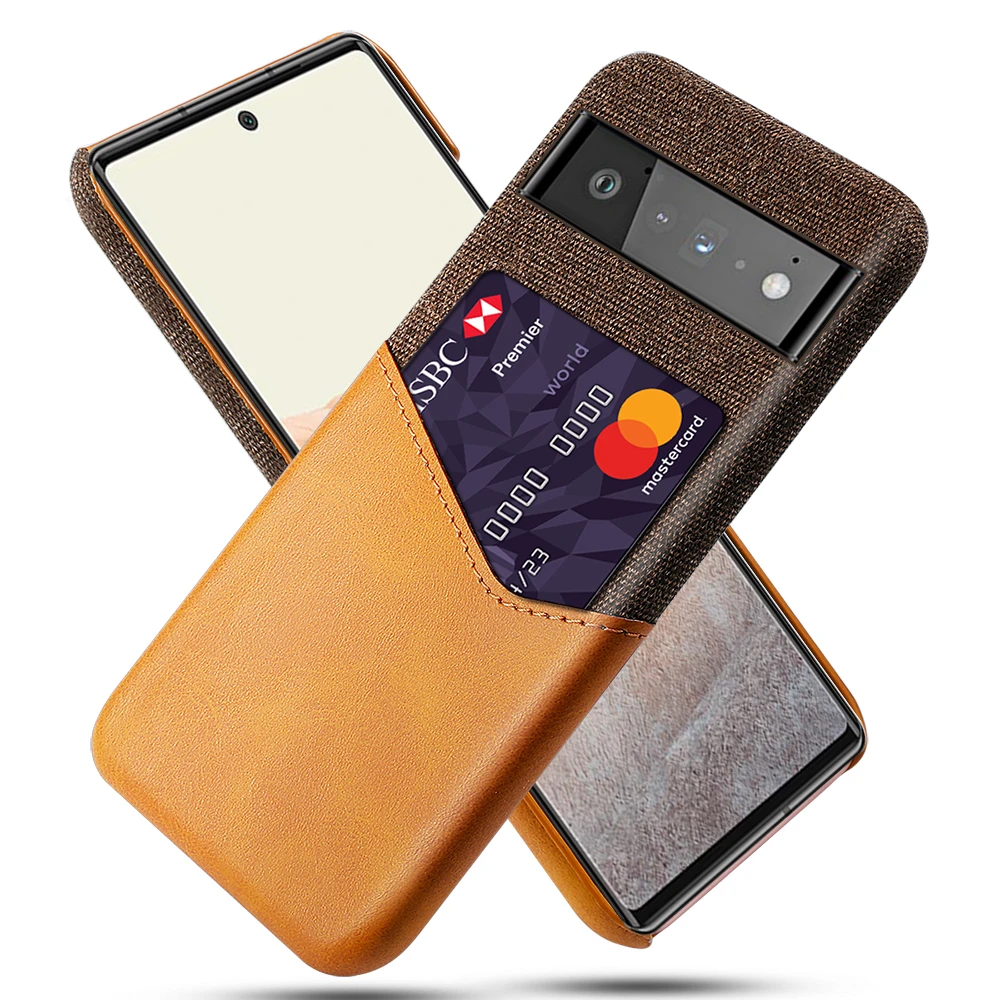 

for Google Pixel 6 Case Credit Card Case Soft Cloth Fabric Phone Cover for Google Pixel 6 Pixel6 6pro Fabric + PU leather Coque