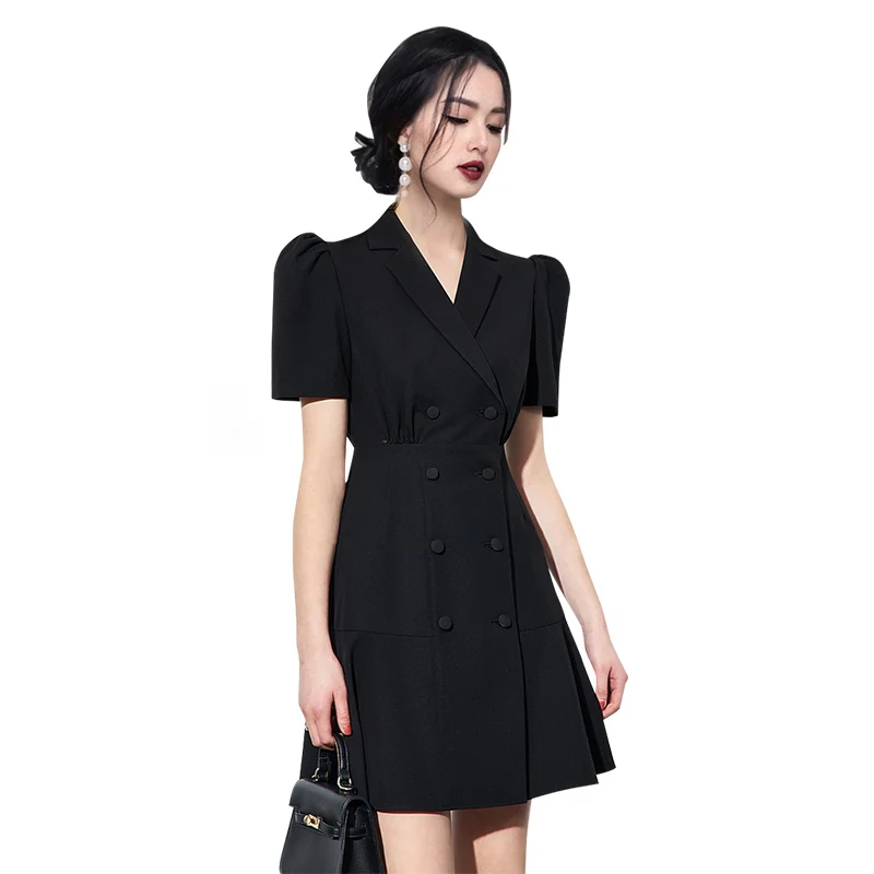 

Black blazer Dress one piece korean ladies summer Sexy V neck cabaret party formal dresses for women