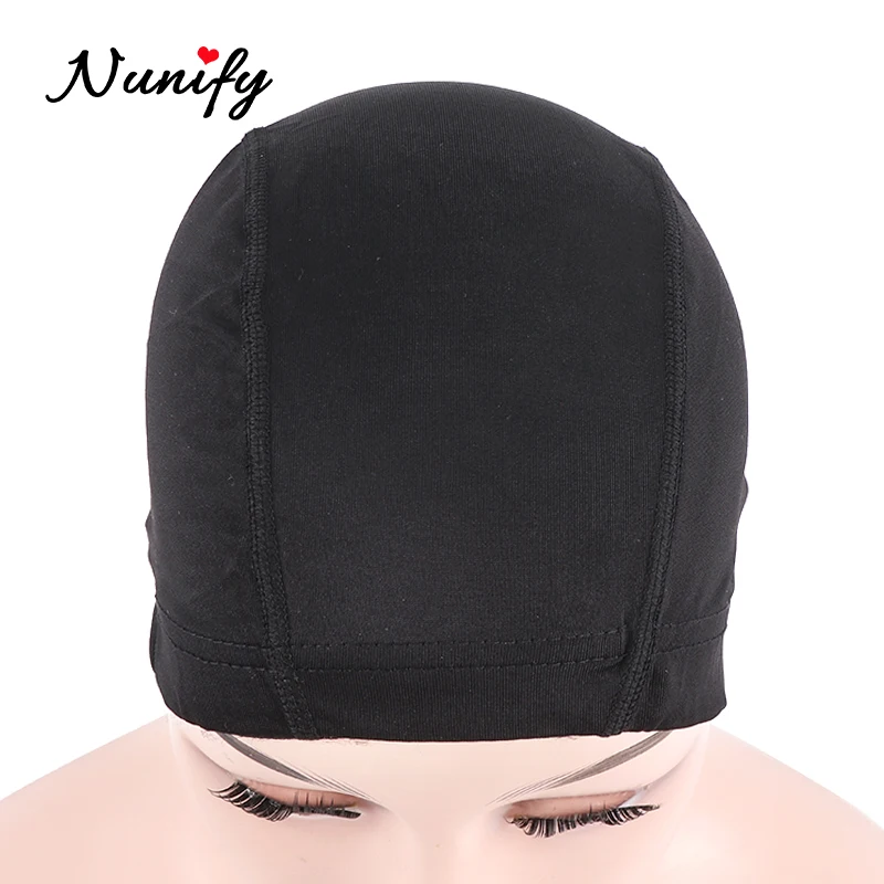 Nunify 12pcs black Dome Cornrow Wig Glueless Hair Net Wig Liner Cheap Wig Caps For Making Wigs Spandex Net Elastic Dome Wig Cap