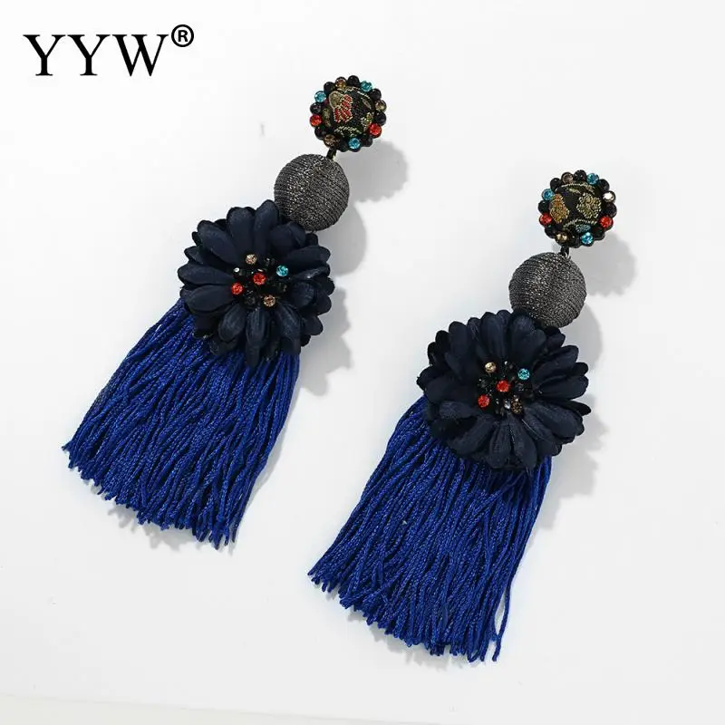 

Ethnic Tassel Drop Dangle Earrings Flower Big Long Earrings For Women Jewelry Fringing Pendiente New Ethnic Jewelry For Women