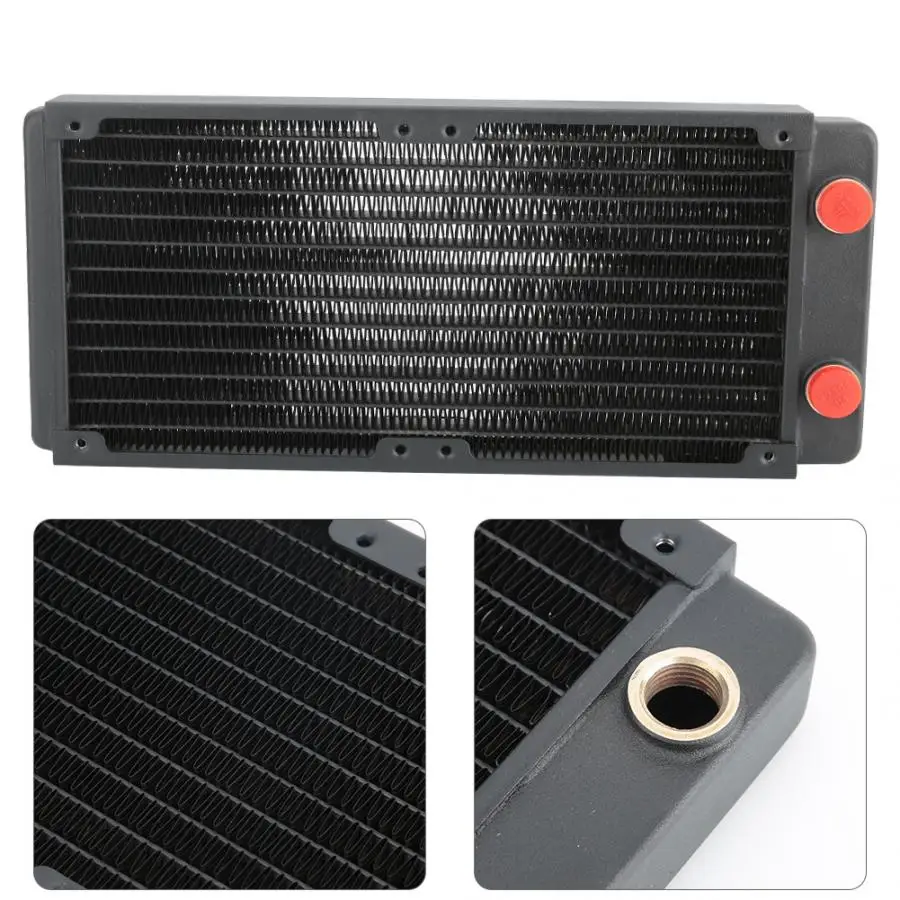 Медный радиатор для водяного охлаждения компьютера с резьбой G1/4 12 трубками