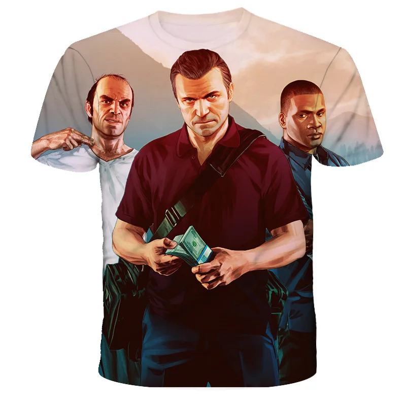Футболка с 3D принтом Grand Theft Auto Game Gta 2022 футболка коротким рукавом для мальчиков и