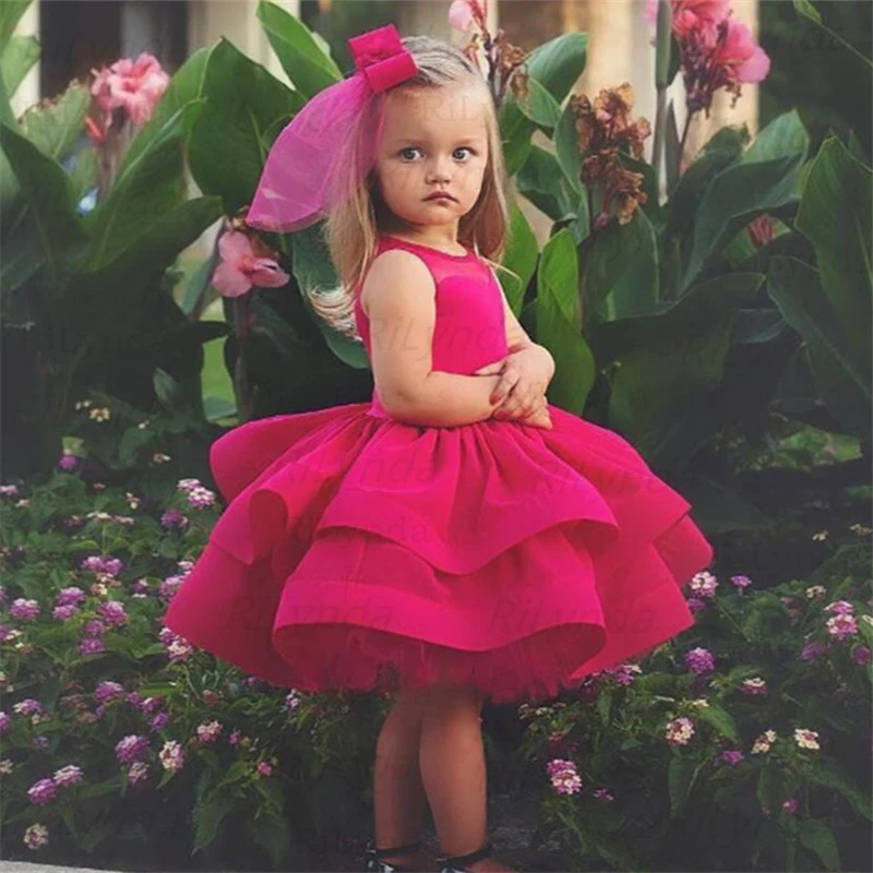 

Милое платье принцессы с цветочным принтом для девочек, без рукавов, до колена, для свадьбы, с оборками, атласные вечерние платья для девочек на день рождения