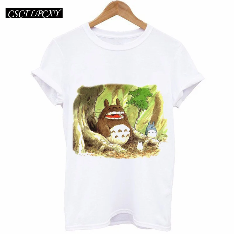 Мода 2017 тонкая футболка женская летняя с принтом сосед Тоторо одежда больших