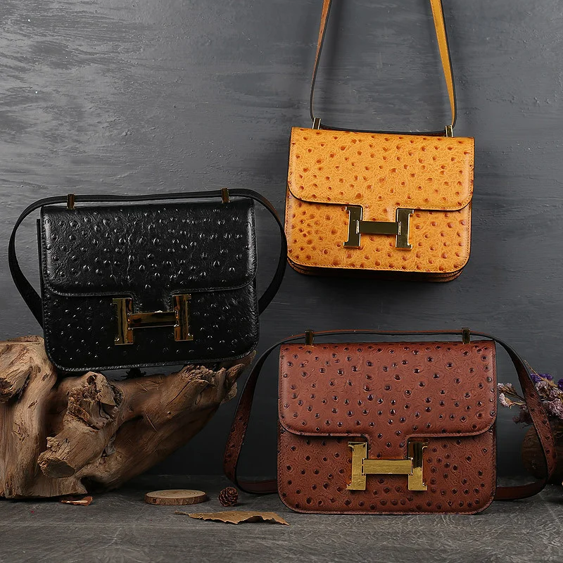 

Motaora Luxury Women Shoulder Bag Designer Genuine Leather Flap Bags Ostrich Pattern Women Crossbody Bag Exquisite Brand Bags
