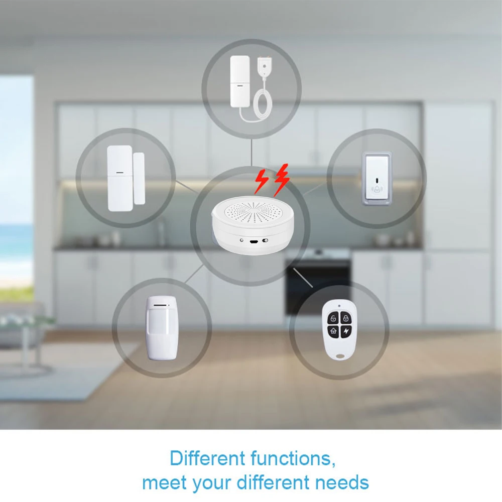DPK1 Tuya Smart WiFi + RF Hub Регулируемая сирена Система сигнализации Alexa Google Voice Command Set Mode APP