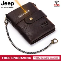 free engraving 100 genuine leather men wallet coin purse small card holder chain portfolio portomonee male walet pocket coffee