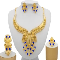 dubai gold jewelry sets african bridal wedding gifts for women saudi arab necklace bracelet earrings ring set stone jewellery