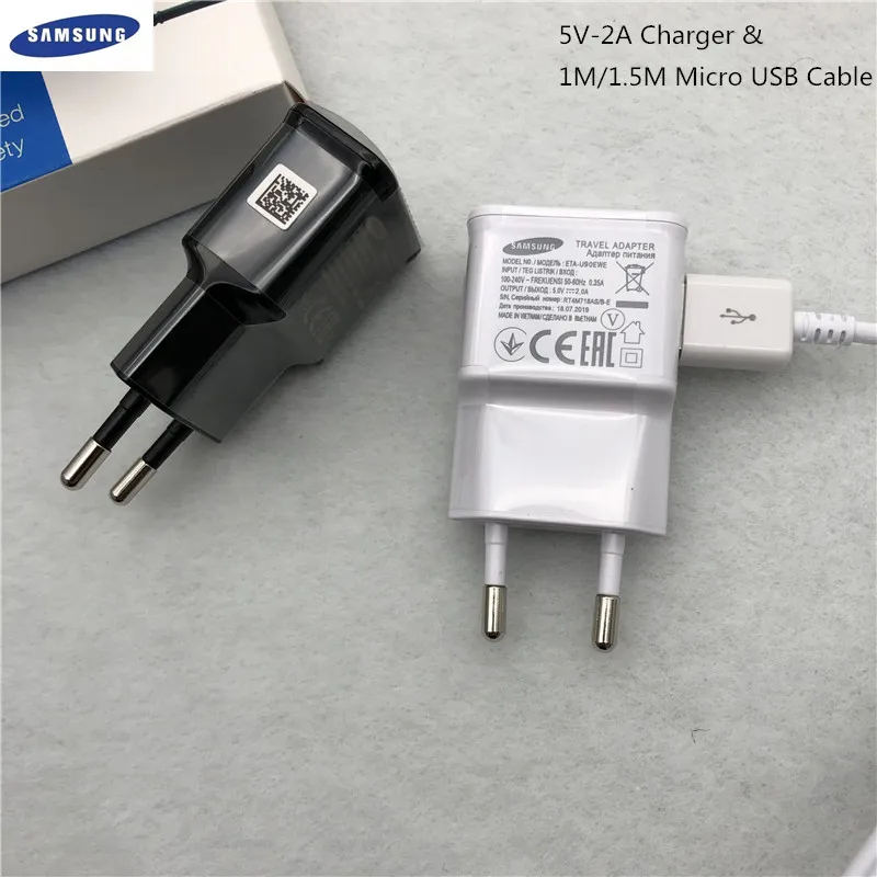 Оригинальное зарядное устройство Samsung адаптер ЕС 5 В/2 А настенное 1 м/1 м кабель Micro