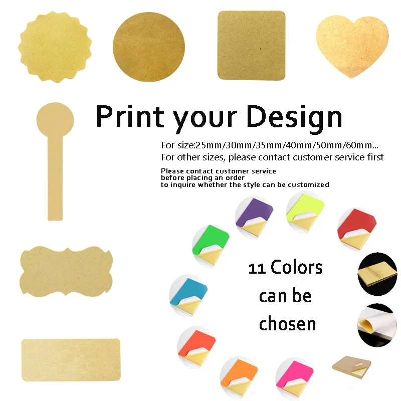 

100pcs Logo Seal Sticker Customized QR Code Advertising Business Transparent Kraft Paper Bag Box For School Warnings Wedding