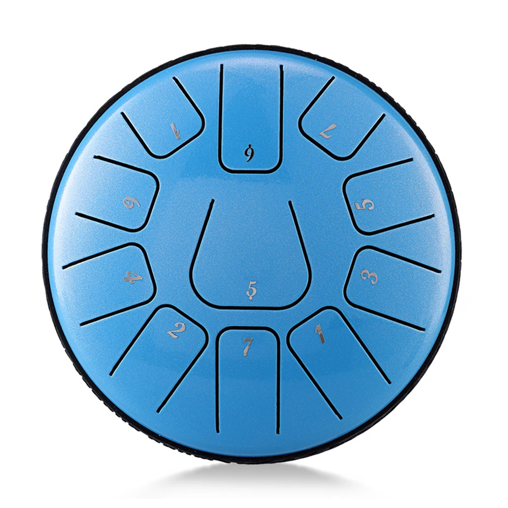

6 inch 11-Tone Steel Tongue Drum Hand Pan Drums with Drumsticks Percussion Musical Instruments for Relax Meditation Zazen