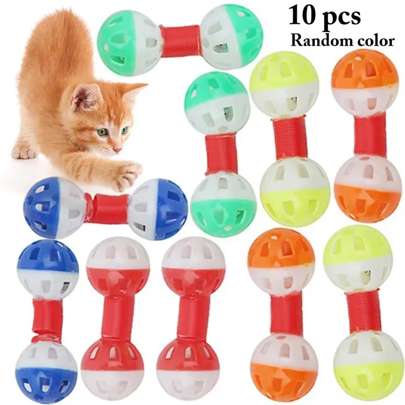 

5Pcs Plastic Cat Ball Toys Creative Spring Design Funny Kitten Bell Toy Random Color Pet Supplies gatos Accessories