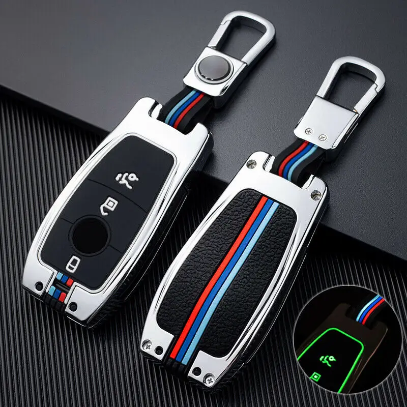 

Luminous Zinc Alloy Car Key Fob Case Cover Holder For Mercedes Benz E S Class 2017-2020