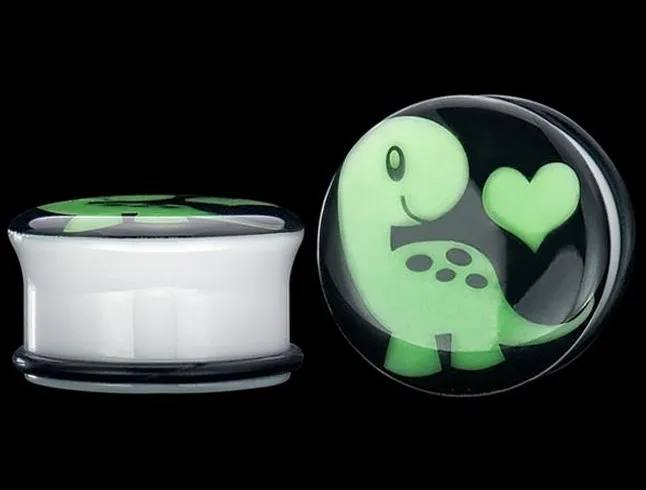 2 шт. Модные Акриловые серьги-туннели для ушей сердца белого цвета динозавра