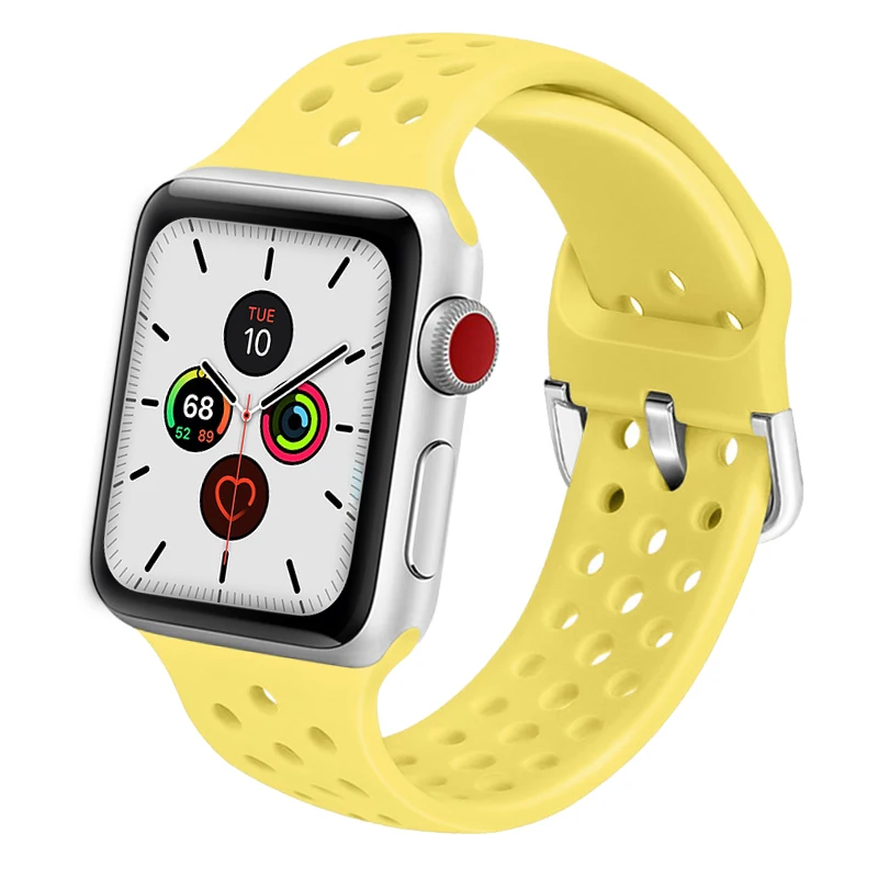 Резиновый ремешок для Apple Watch Band 4 5 40 мм 44 мягкий силиконовый спортивный дышащий