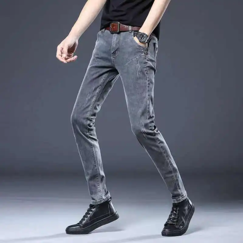 

Jeans Men Spring Summer Slim Fit Pencil Pants Casual Stretchy Trousers Joggers Fashion Streetwear Cool Denim Man Clothing