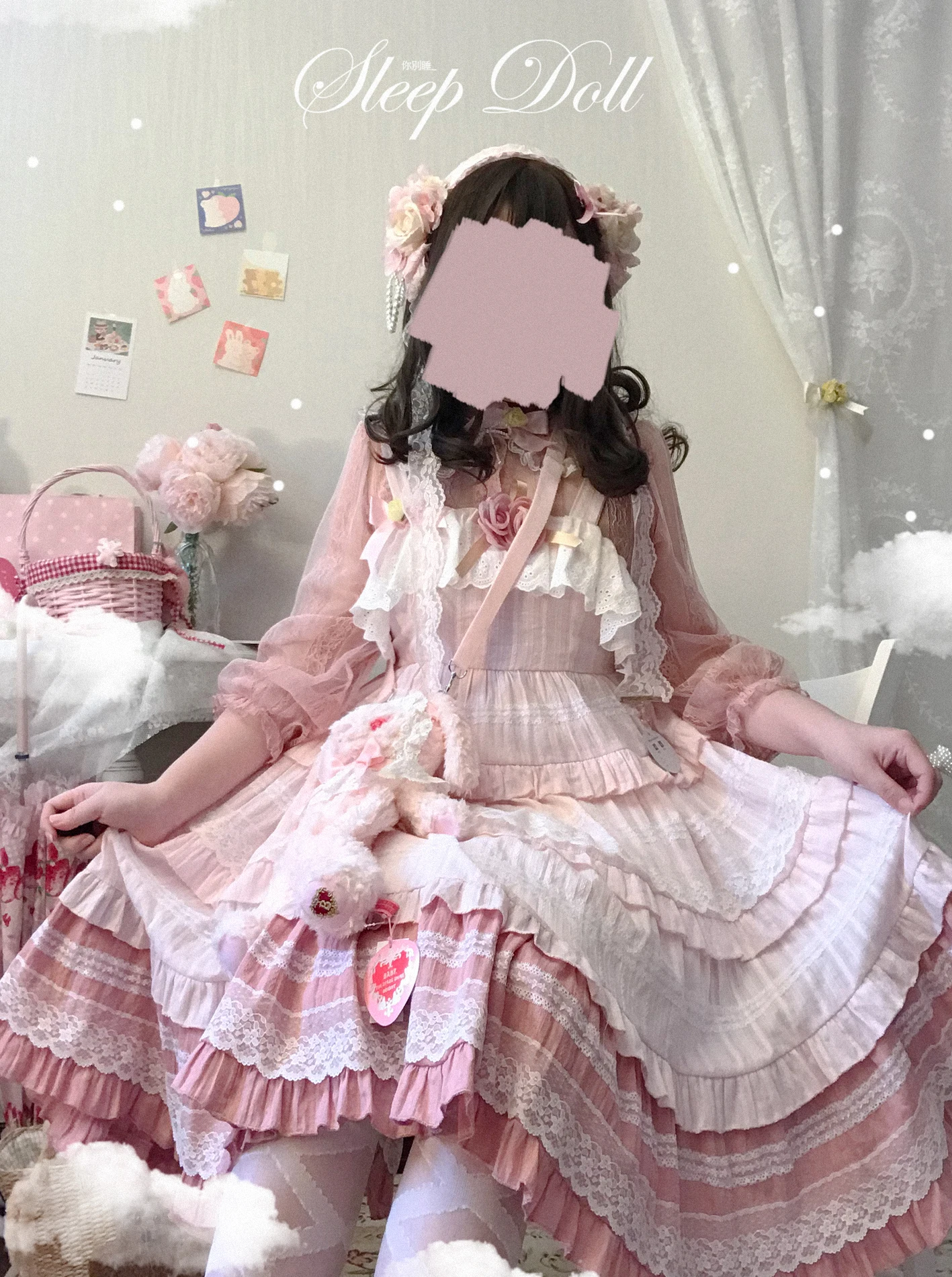 

Retro Lolita Layered Lace Sling Soft Girl Dress High Waist Kawaii Girl Victorian Dress Kawaii Girl Gothic Lolita Jsk Loli