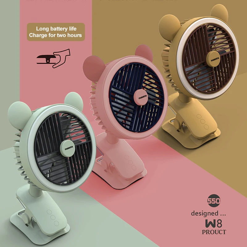 

Mini USB Small Fan MultiFunction 6 in 1 Charging with Light Spray Humidification Spin Electric Fan Home Office Desktop Clip Fan