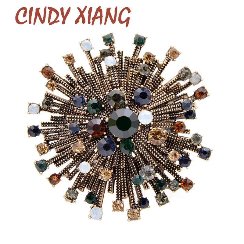 

CINDY XIANG 2 Colors Choose Rhinestone Vintage Flower Brooches For Women Coat Elegant Brooch High Quality Jewelry Autumn Pins