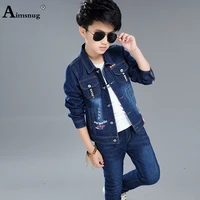 boys demin jackets and long pants children fashion letter print two pieces set kids clothing 2021 autumn casual 2ps outfits