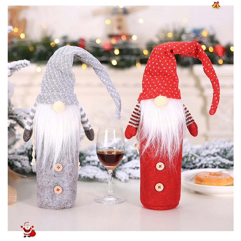 Рождественская крышка бутылки вина Санта-Клаус Снеговик Олень Чехлы одежда на