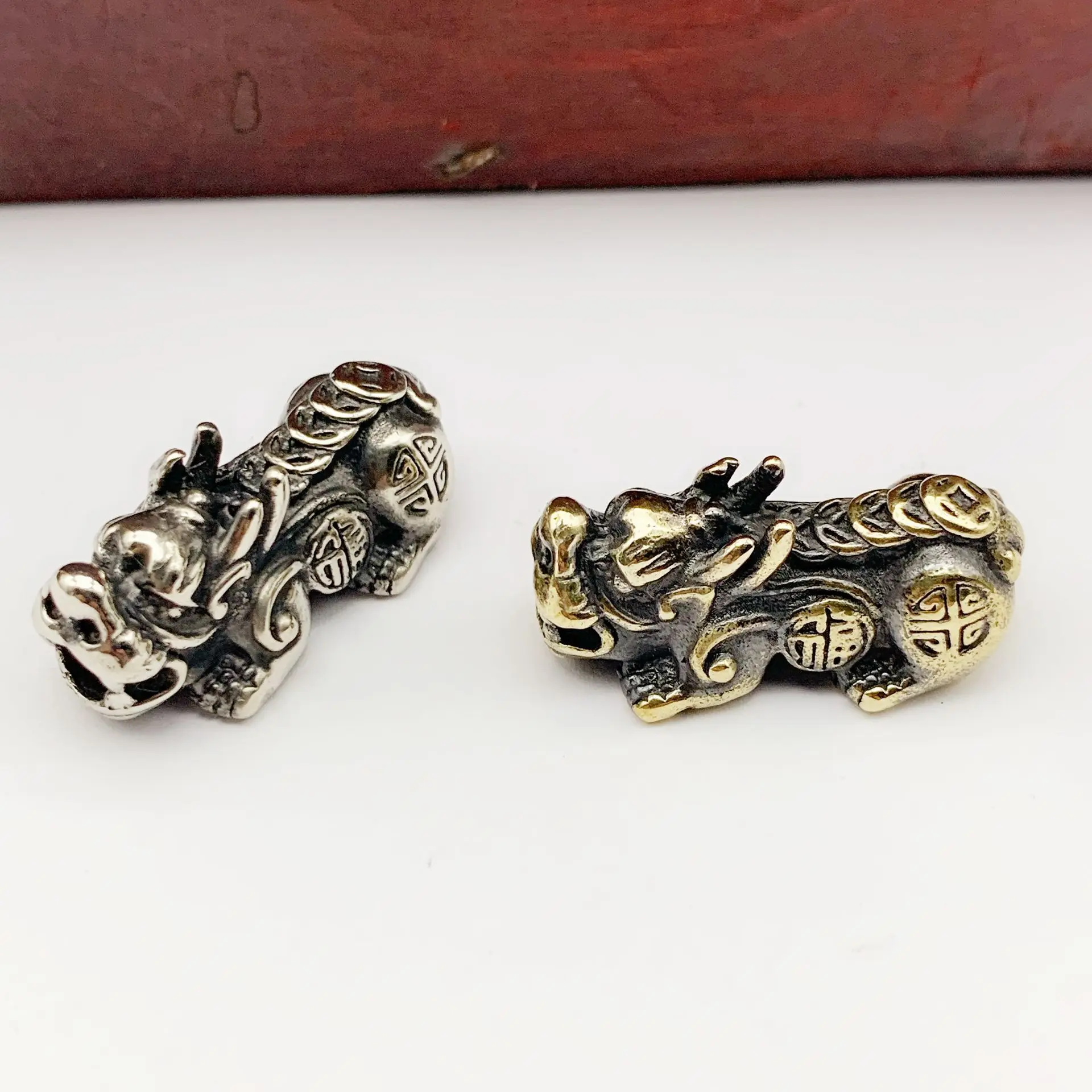 

Бусины из чистой меди для повседневного использования, латунные ретро-бусины PIXIU, аксессуары для подвесной зонт, бусины для браслета