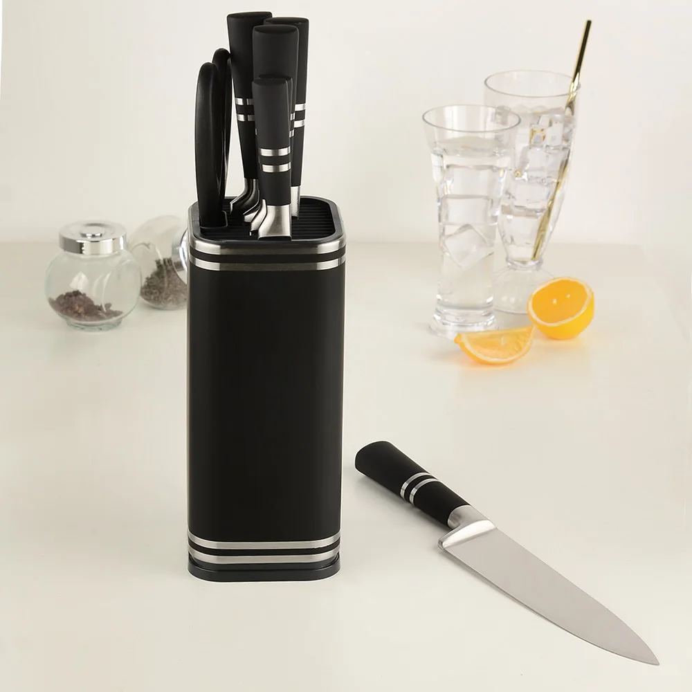 

8'' 6'' Stainless Steel Knife Holder Stand Multi-options Color Ceramic Knives Storage Kitchen Block Tools Hotel Accessory