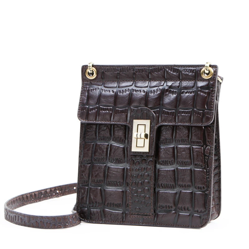 Women's Genuine Leather Shoulder Bag Luxury Crocodile Alligator Pattern Crossbody Bags for Women Cross Body Fshion | Багаж и сумки