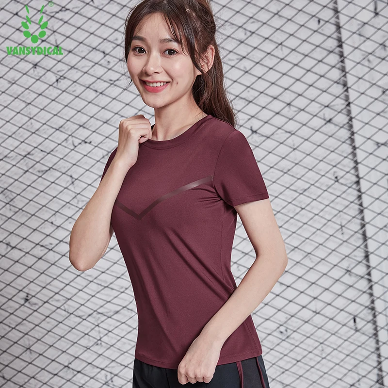 VANSYDICAL футболка для бега Женская Полосатая с коротким рукавом йоги бесшовная