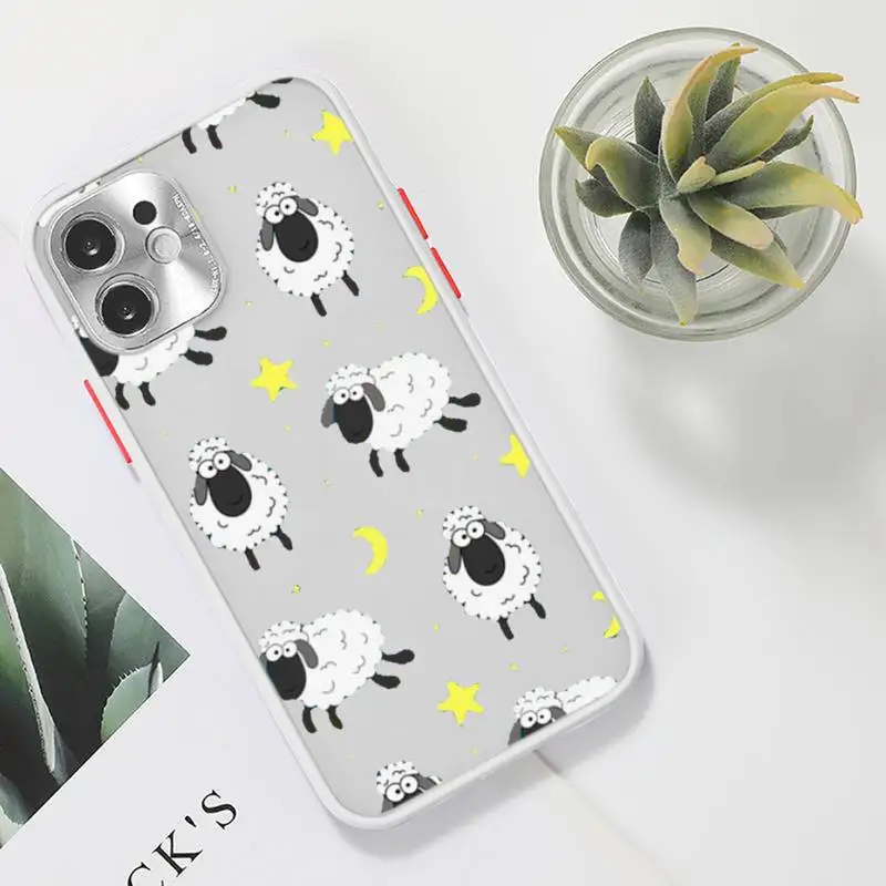 Милый прозрачный матовый чехол для телефона с овечкой IPhone 7 8 11 12 S Mini Pro X XS XR MAX Plus -