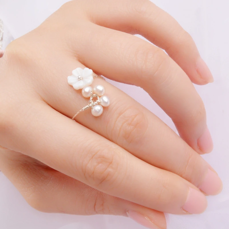 Женское кольцо из серебра 925 пробы с натуральным жемчугом|Кольца| |
