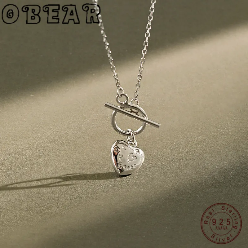 OBEAR подлинное серебро 925 пробы женское ожерелье с подвеской в виде сердца Высокое