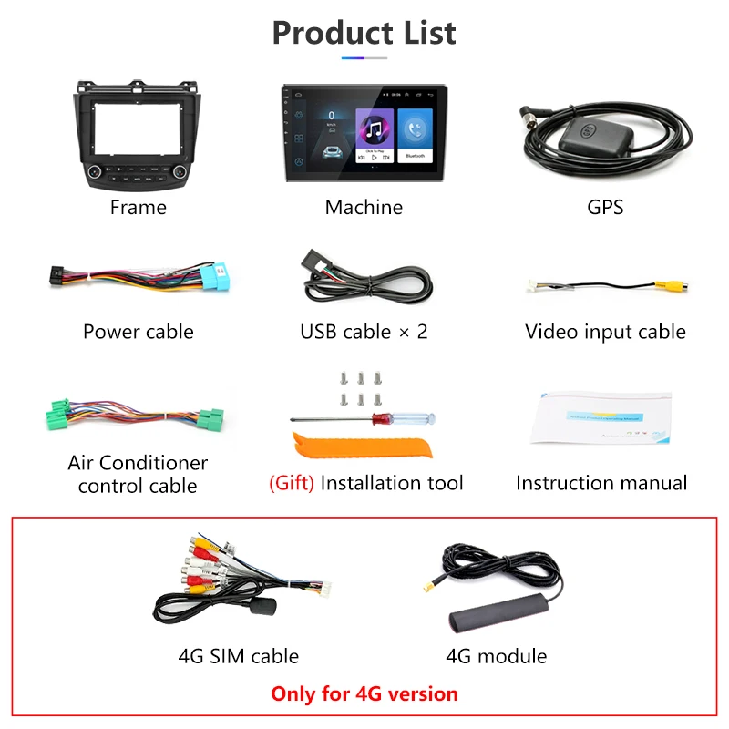 Jansite Андроид мультимедийный плеер для Honda Accord 7 2005-2008 Навигация GPS 4G WIFI FM AM Hi-Fi IPS сенсорный экран Bluetooth включен