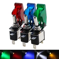 5set lot 12v 20a auto car vichel led toggle switch with safety cover guard red blue green yellow white tm
