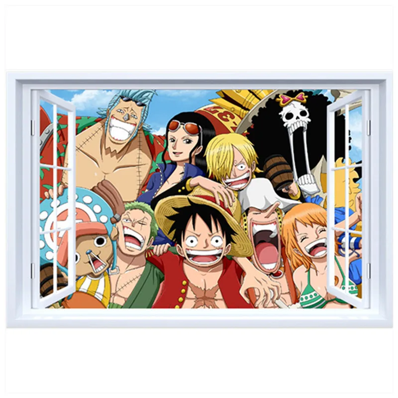 Забавные Пираты Карибского моря аниме наклейки на стены 3d поддельные окна