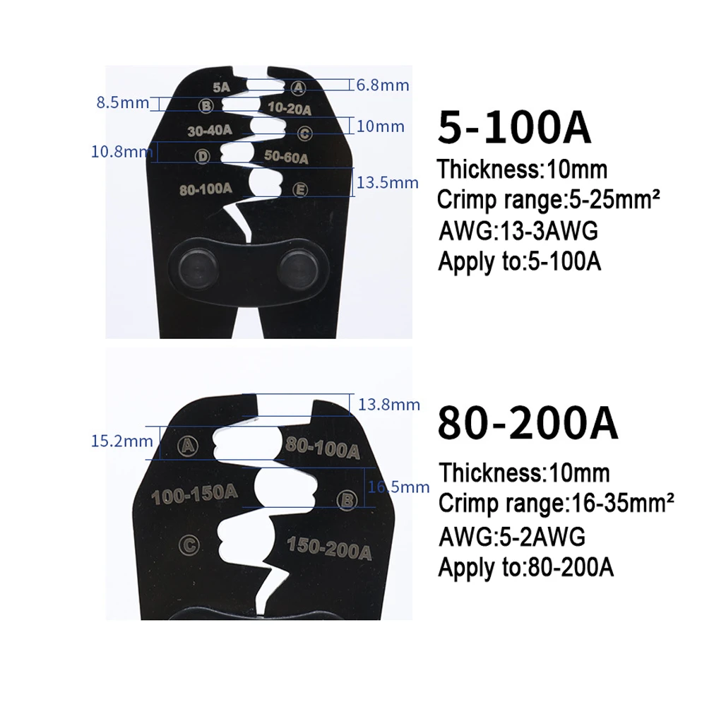 Медные клещи щипцы для обжима 5A-200A открытые клеммы инструменты закрытого провода
