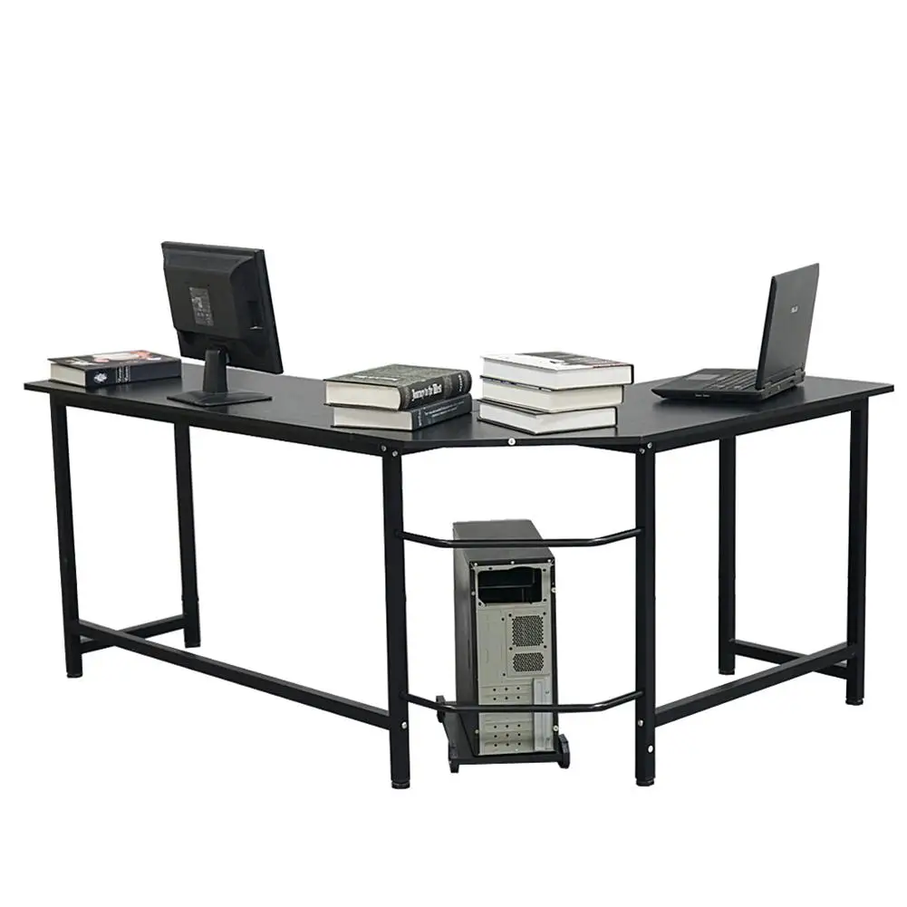 

L-shaped Office Writing Desk Corner Computer Office Table PC Laptop Workstation Home Table Black Study Table
