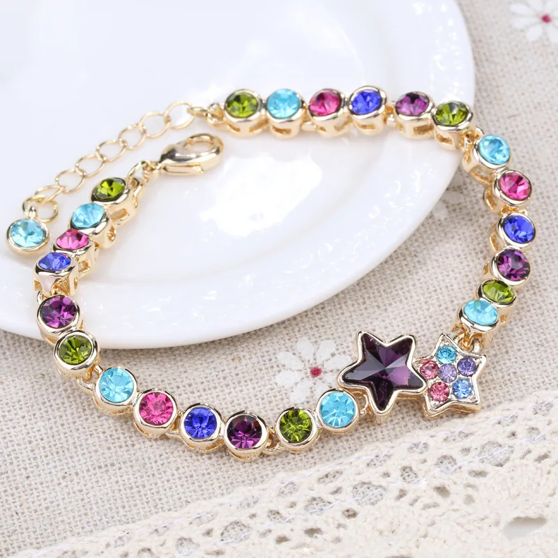 1 шт. браслет с красочными кристаллами и камнями модные женские браслеты со