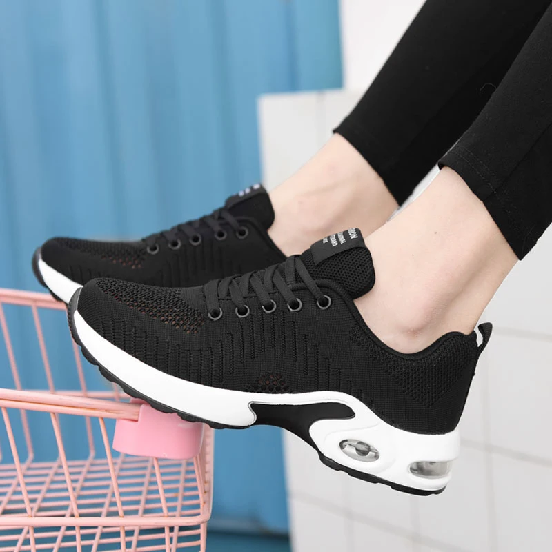 

Women Ladies Summer Fashion Breathable Hollow Mesh Air Cushion Platform Lace Up Tenis Casual Running Gym Female Sneakers Shoes