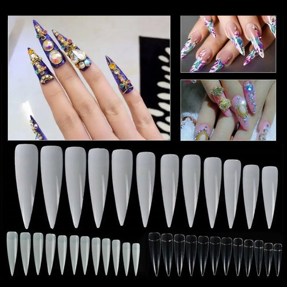 

500Pcs Long False Nail Tips Fingernail Cover DIY Salon Manicure Art Decoration накладные ногти