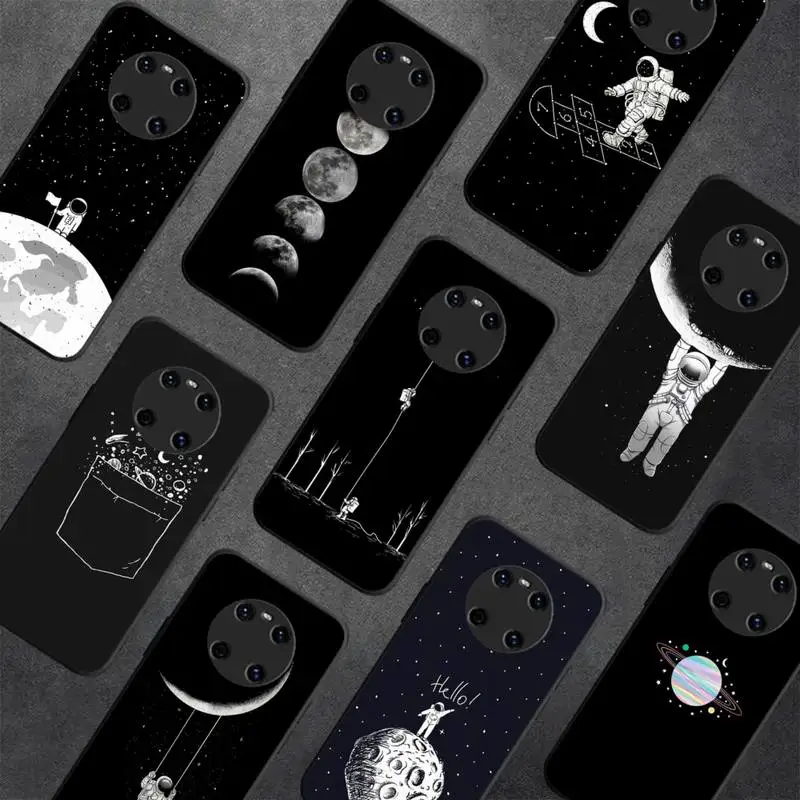 

White moon stars space astronaut Phone Case For Huawei Y5 Y62019 Y52018 Y92019 Luxury funda case for 9prime2019